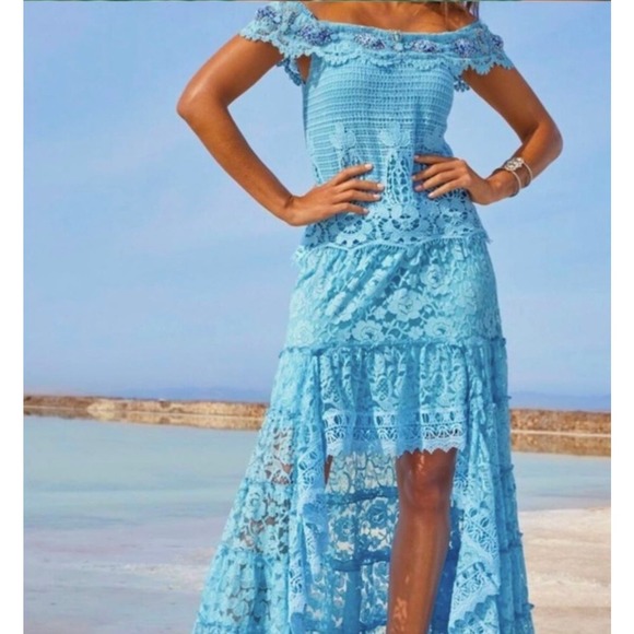 Boston Proper Long Dress Blue Cotton Blend Boho Size s - Picture 2 of 6